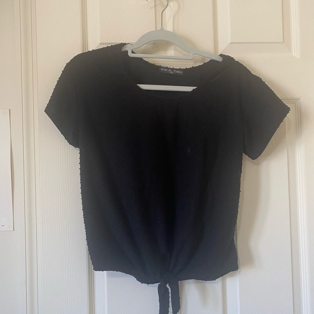 Cute black top with tie in front